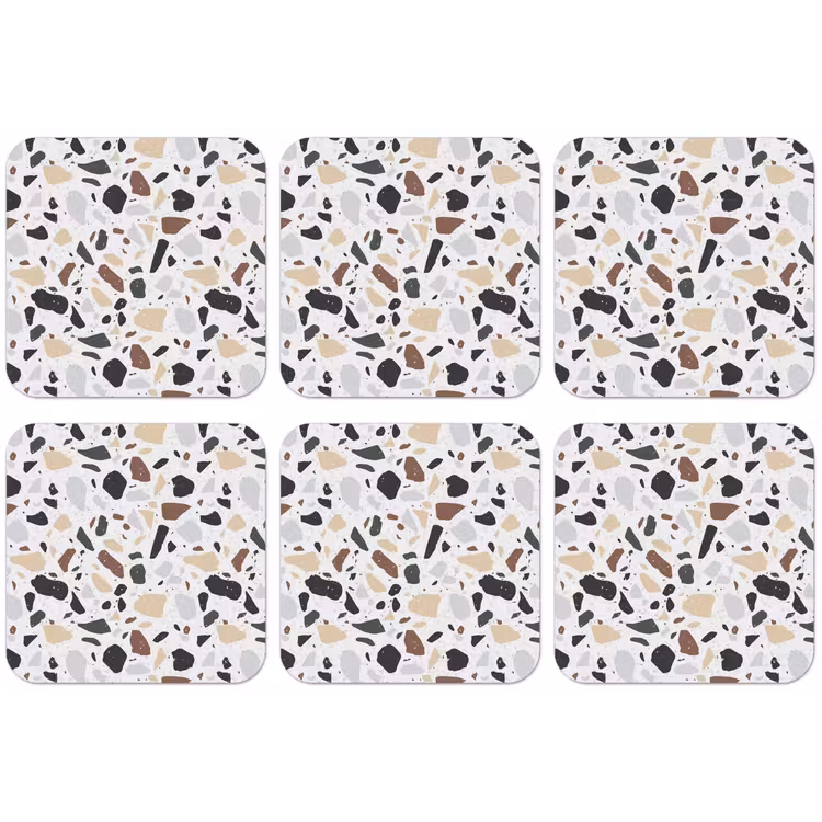 Terrazzo -  Patroon - Kleurrijk - Klei onderzetter kurk middel 366 -zkaufland3dotto