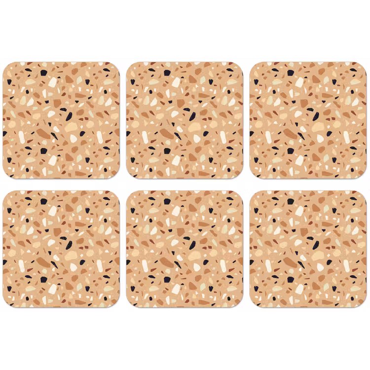 Terrazzo - Patroon - Kleurrijk - Oranje onderzetter kurk middel 366 -zkaufland3dotto