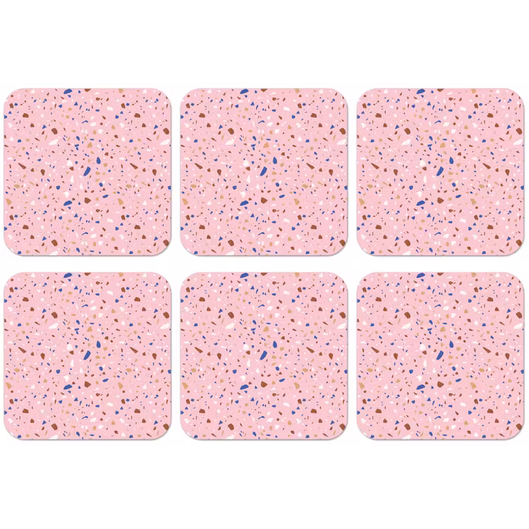 Terrazzo - Patroon - Kleurrijk - Roze onderzetter kurk middel 366 -zkaufland3dotto