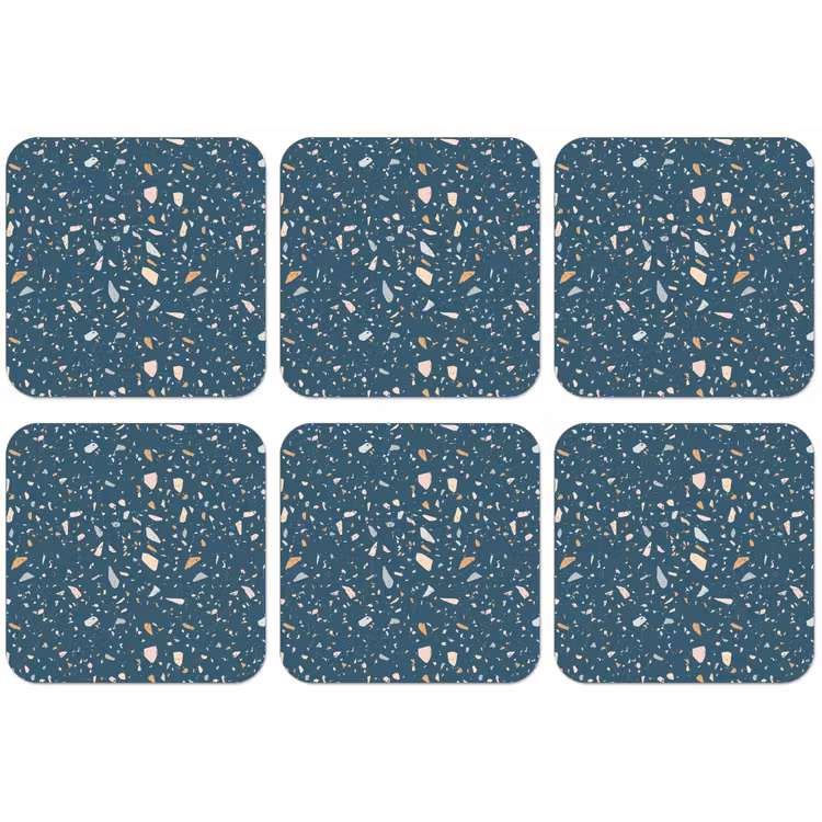 Terrazzo - Patroon - Kleurrijk - Diep blauw onderzetter kurk middel 366 -zkaufland3dotto