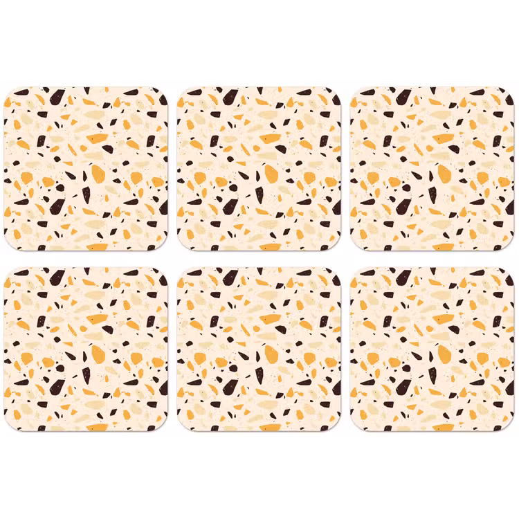Terrazzo - Patroon - Geel - onderzetter kurk middel 366 -zkaufland3dotto
