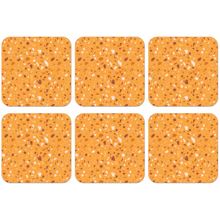 Terrazzo - Patroon - Okergeel onderzetter kurk middel 366 -zkaufland3dotto