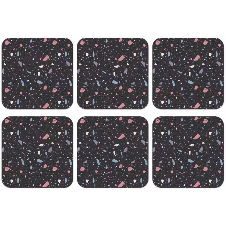 Terrazzo - Patroon - Zwart - Zacht onderzetter kurk middel 366 -zkaufland3dotto