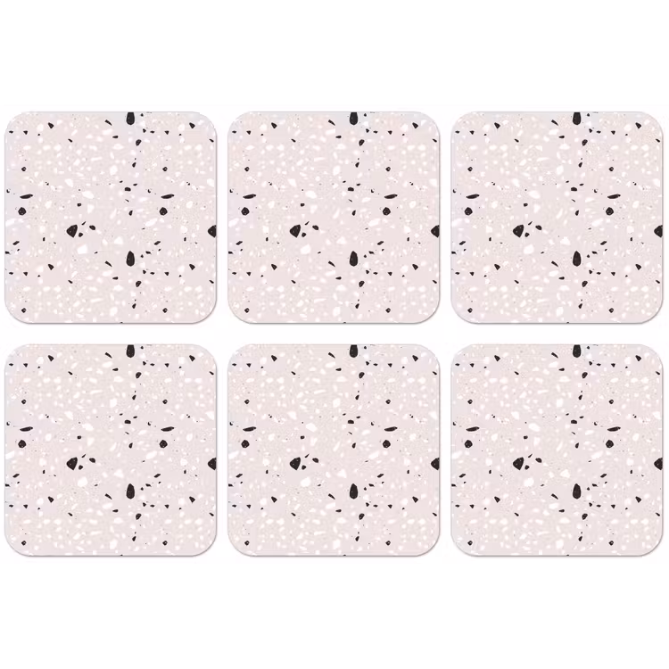 Terrazzo - Patroon - Zacht - Zwart - Wit onderzetter kurk middel 366 -zkaufland3dotto