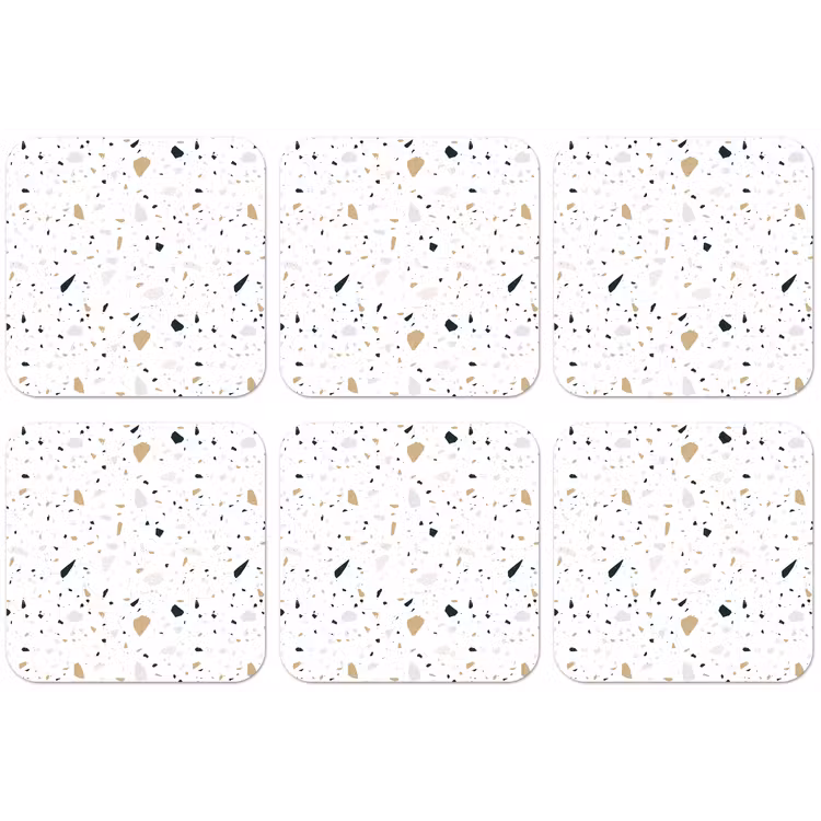 Terrazzo - Patroon - Wit - Neutraal onderzetter kurk middel 366 -zkaufland3dotto