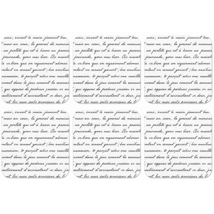 Tekst - Handschrift - Klassiek - ZwartWit onderzetter kurk middel -zkaufland3dotto