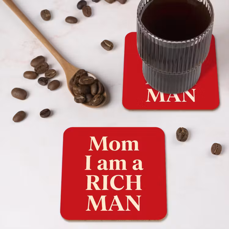 Tekst - Rijkdom - Motivatie - Rood - Modern onderzetter kurk middel -sfeer2