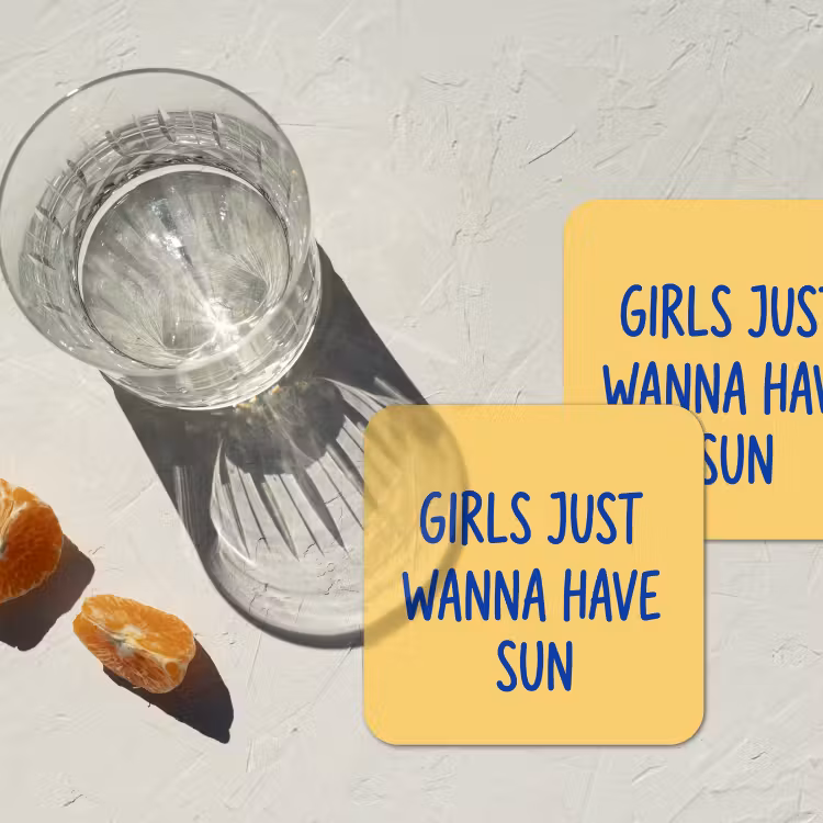 Tekst - Zon - Zomer - Modern - Geel onderzetter kurk middel -sfeer4