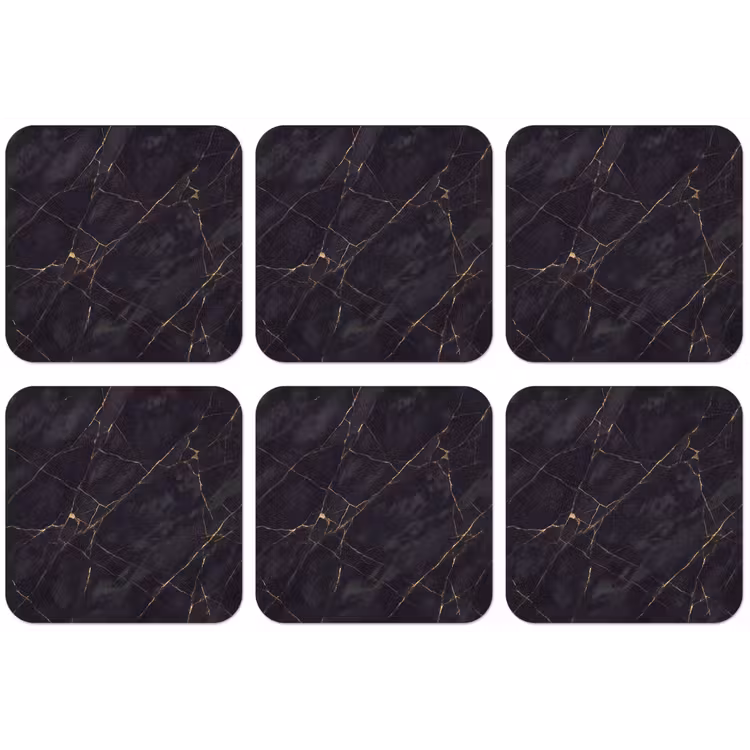Textuur - Gouden lijnen - Abstract - Modern - Zwart onderzetter kurk middel -zkaufland3dotto