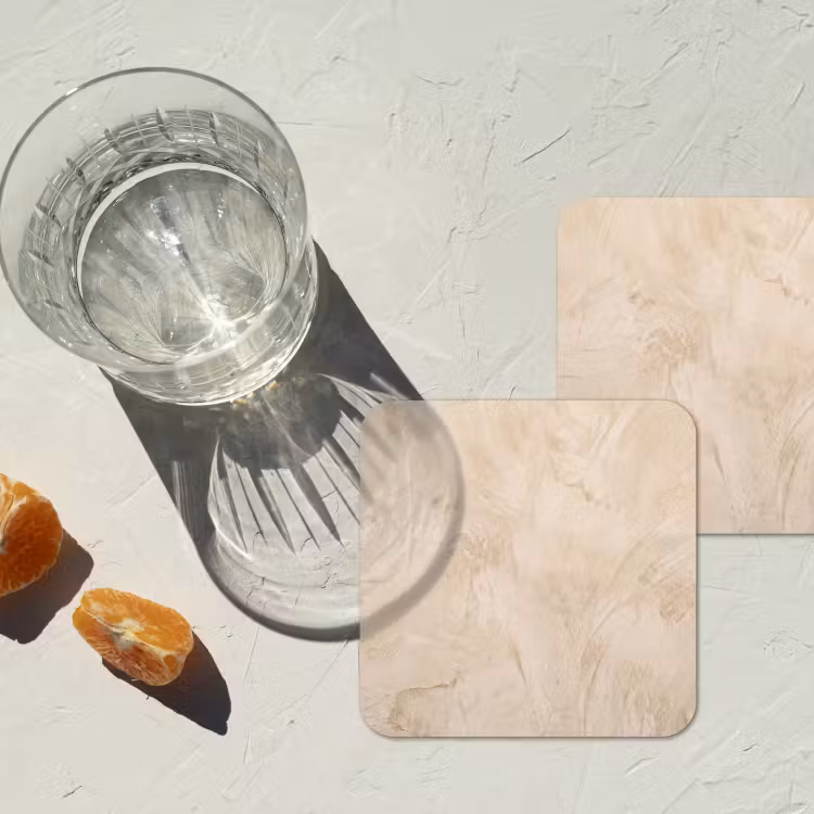 Textuur - Patroon - Abstract - Modern - Beige onderzetter kurk middel -sfeer4