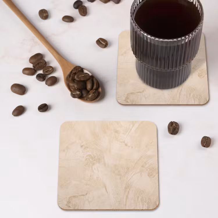 Textuur - Patroon - Abstract - Modern - Beige onderzetter kurk middel -sfeer2