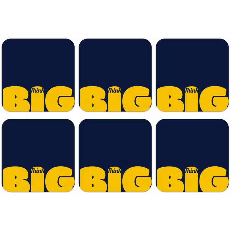 Think big - Blauw - Geel onderzetter kurk middel -zkaufland3dotto