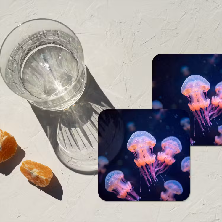 Dier - Onderwater - Natuur - Roze - Mysterieus onderzetter kurk middel -sfeer4