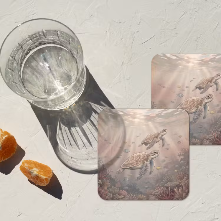 Dier - Onderwater - Oceaan - Illustratie - Zeeleven onderzetter kurk middel -sfeer4