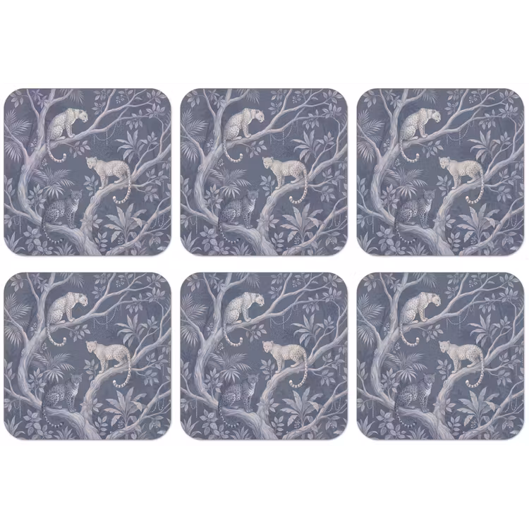 Dieren - Jungle - Illustratie - Bomen - Blauw onderzetter kurk middel -zkaufland3dotto