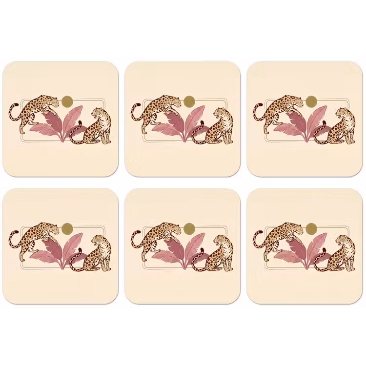 Dieren - Kat - Jungle - Illustratie - Beige onderzetter kurk middel -zkaufland3dotto
