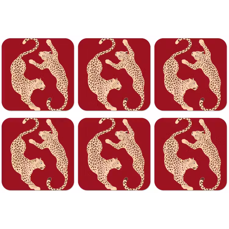 Dieren - Luipaard - Abstract - Rood - Modern onderzetter kurk middel -zkaufland3dotto