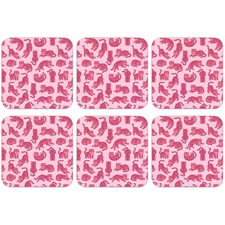 Dieren - Patroon - Roze - Speels - Cartoon onderzetter kurk middel -zkaufland3dotto