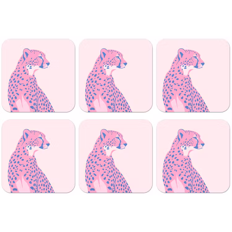Dieren - Profiel - Abstract - Roze - Blauw onderzetter kurk middel -zkaufland3dotto