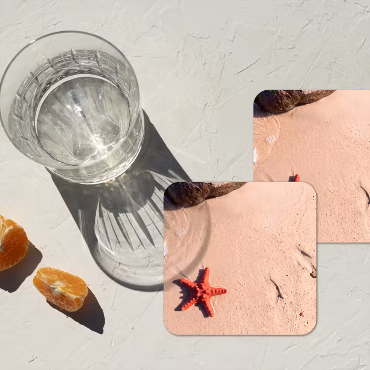Dieren - Strand - Zee - Natuur - Rood onderzetter kurk middel -sfeer4