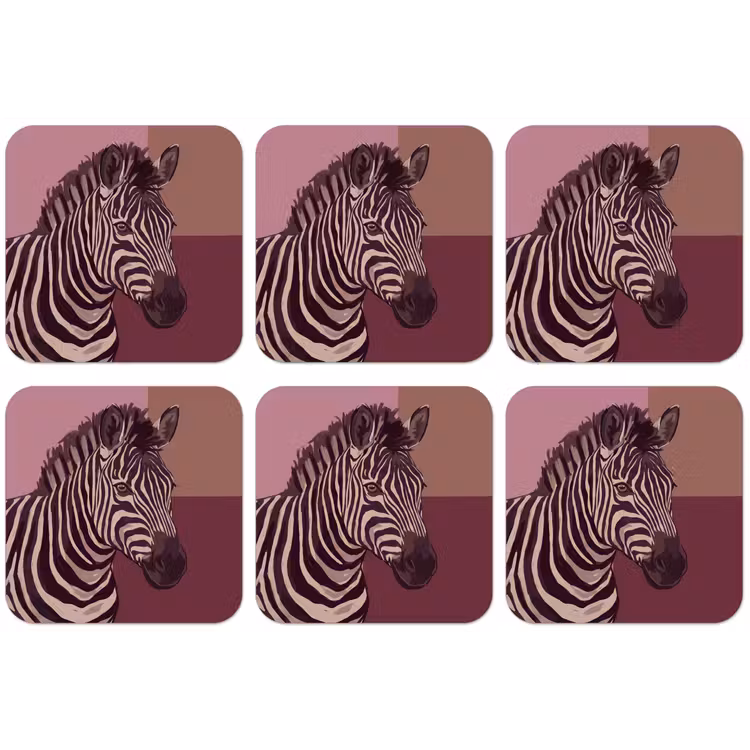 Dieren - Zebrahoofd - Wildlife - Modern - Bruin onderzetter kurk middel -zkaufland3dotto