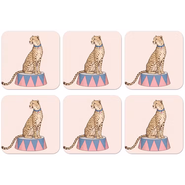 Dieren - Circus - Illustratie - Vintage - Roze onderzetter kurk middel -zkaufland3dotto