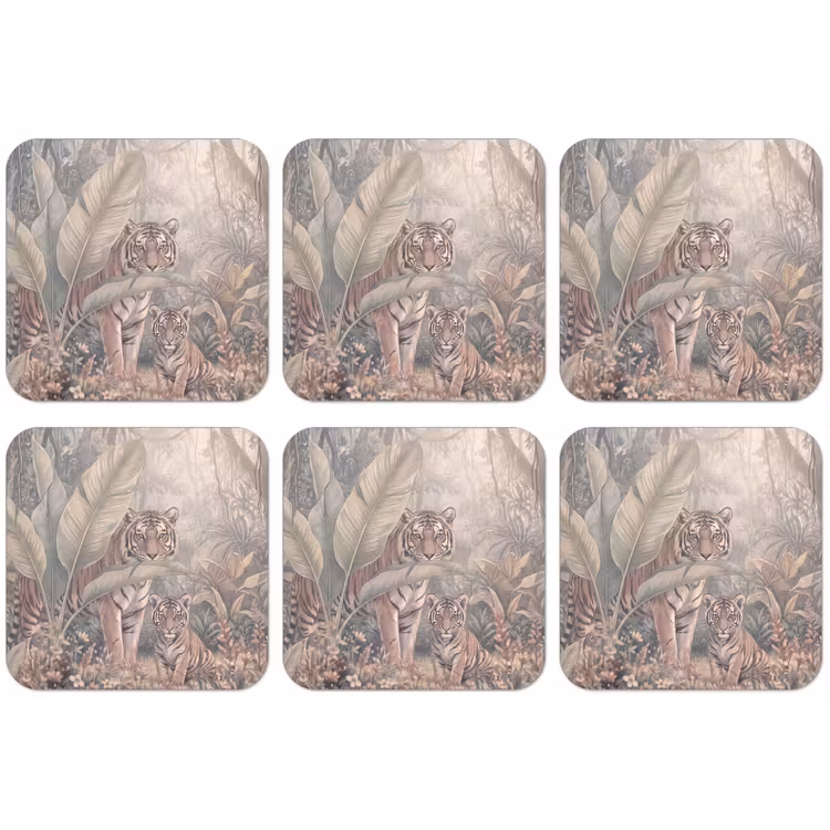 Tijger - Welp - Jungle - Illustratie - Dieren onderzetter kurk middel -zkaufland3dotto