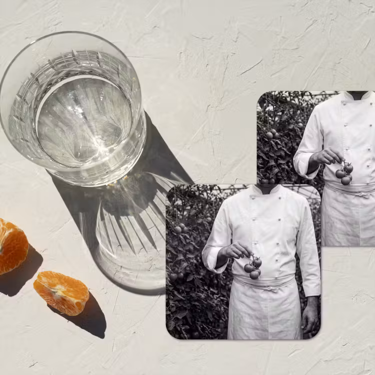 Tomaten - Chef - Zwart - Wit onderzetter kurk middel -sfeer4