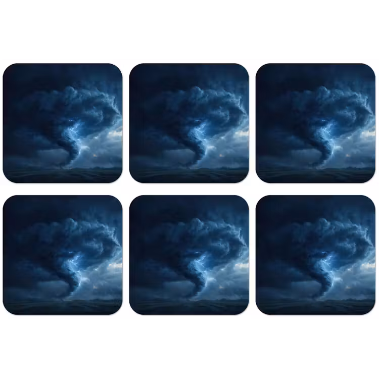 Tornado - Duister - Wolken onderzetter kurk middel -zkaufland3dotto