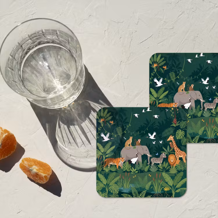 Tropisch - Jungle -  Groen onderzetter kurk middel -sfeer4