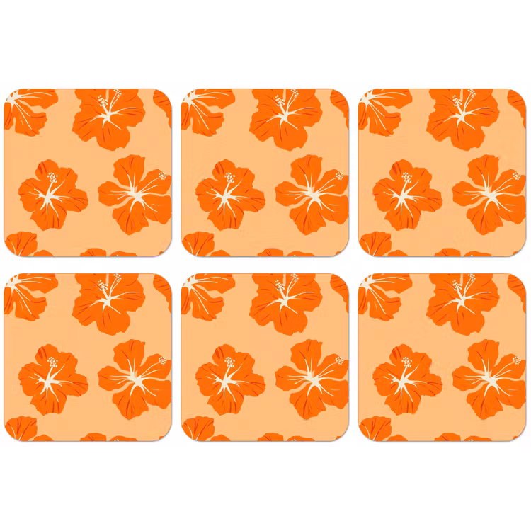 Tropisch - Hibiscus - Oranje onderzetter kurk middel 366 -zkaufland3dotto