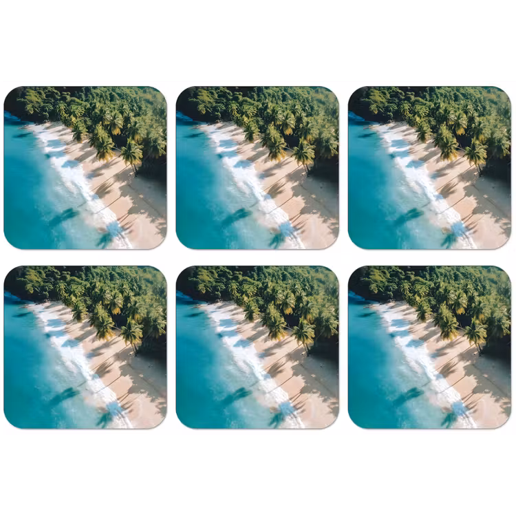 Tropisch - Strand - Water - Palmbomen onderzetter kurk middel -zkaufland3dotto