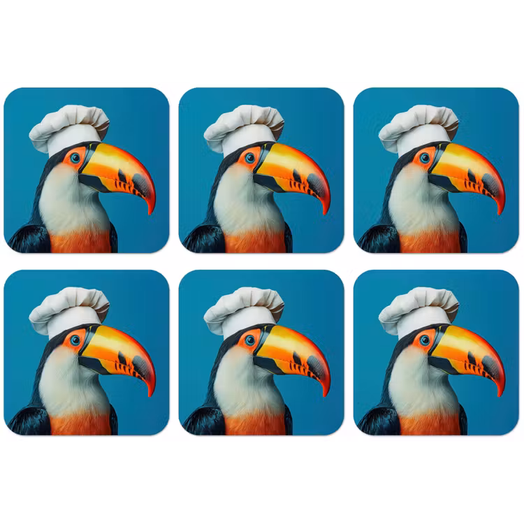 Toekan - Papegaai - Vogel - Koksmuts onderzetter kurk middel -zkaufland3dotto