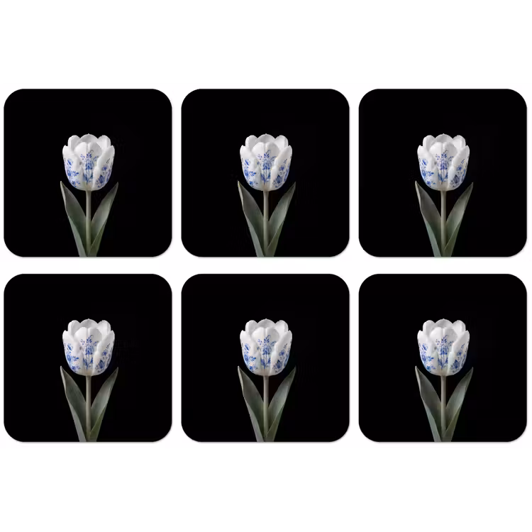 Tulp - Patroon - Blauw onderzetter kurk middel -zkaufland3dotto