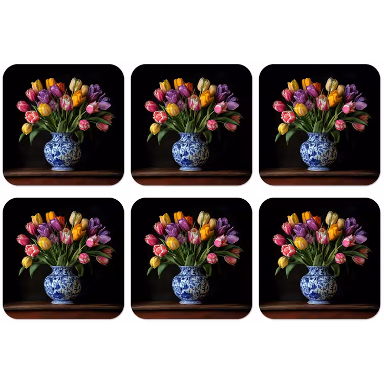 Tulpen - Kleuren - Hout - Vaas onderzetter kurk middel -zkaufland3dotto
