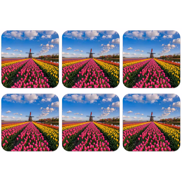 Tulpen - Holland - Molen - Kleurrijk onderzetter kurk middel -zkaufland3dotto