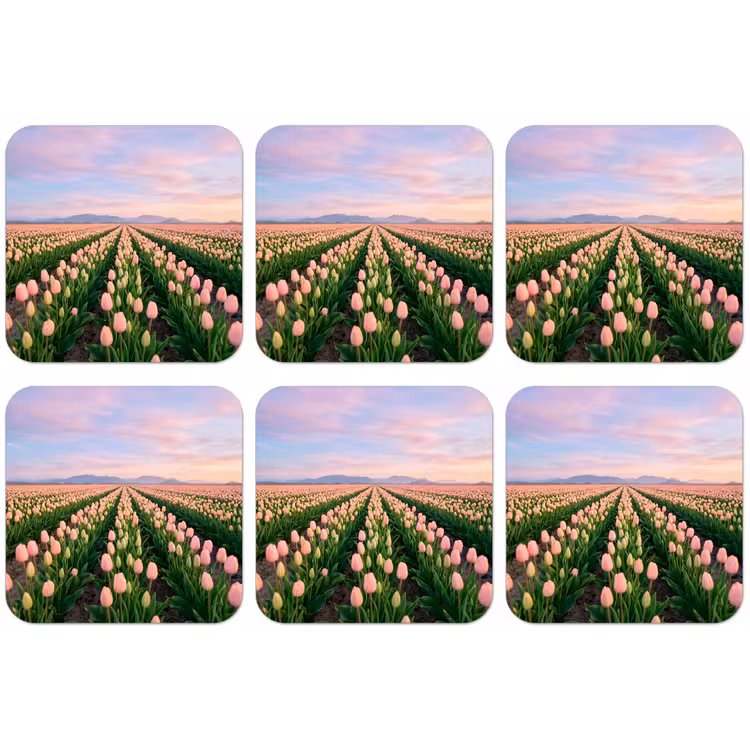 Tulpen - Landschap - Roze onderzetter kurk middel -zkaufland3dotto