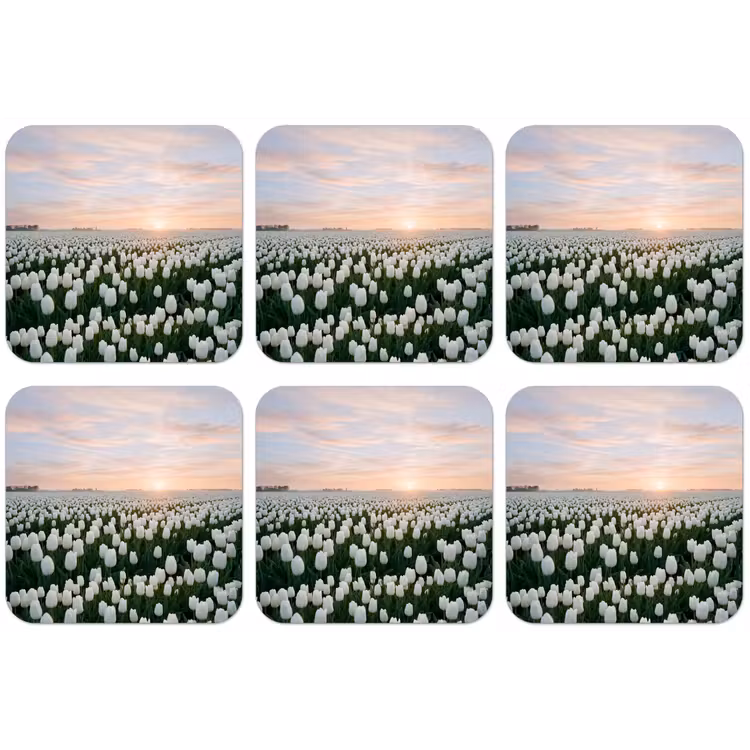 Tulpen - Landschap - Wit onderzetter kurk middel -zkaufland3dotto