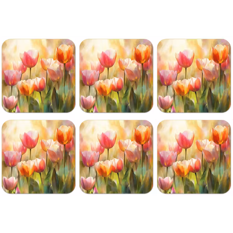 Tulpen - Sprookjesachtig - Kleurrijk onderzetter kurk middel -zkaufland3dotto