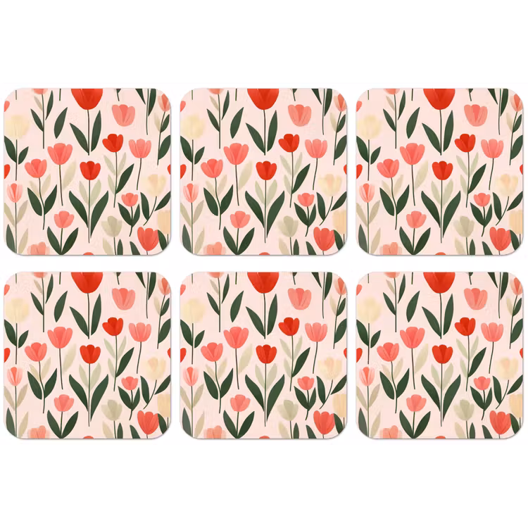Tulpen - Modern - Roze onderzetter kurk middel -zkaufland3dotto