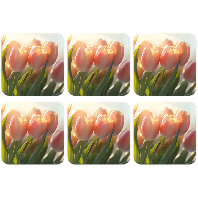 Tulpen - Roze - Zonnestralen onderzetter kurk middel -zkaufland3dotto