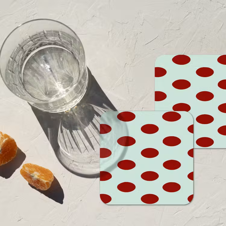 Polka - Dots - Rood onderzetter kurk middel 366 -sfeer4