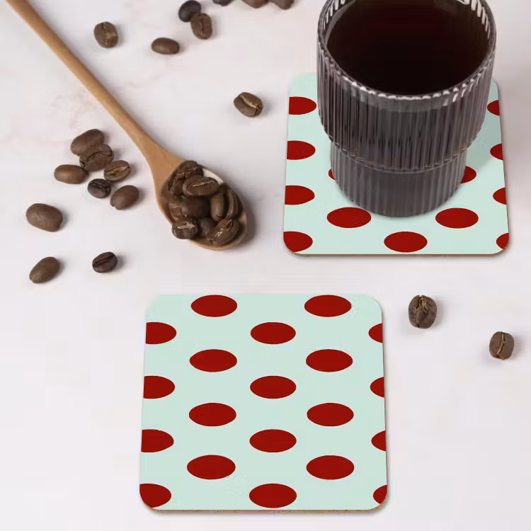 Polka - Dots - Rood onderzetter kurk middel 366 -sfeer2