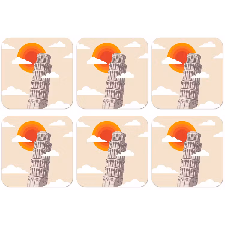 Toren - Pisa - Architectuur - Minimalistisch - Beige onderzetter kurk middel -zkaufland3dotto