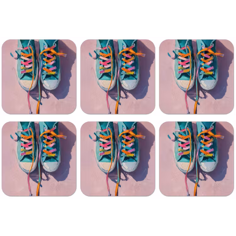 Sneakers - Veters - Kleurrijk - Schaduw onderzetter kurk middel -zkaufland3dotto
