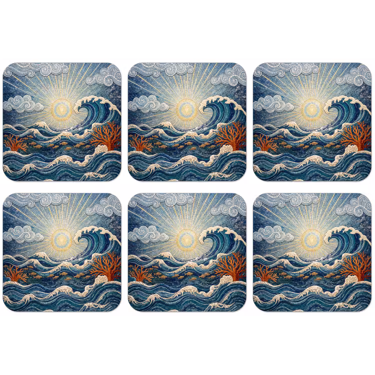 Onderwater - Koraal - Vis - Natuur - Kunst onderzetter kurk middel -zkaufland3dotto