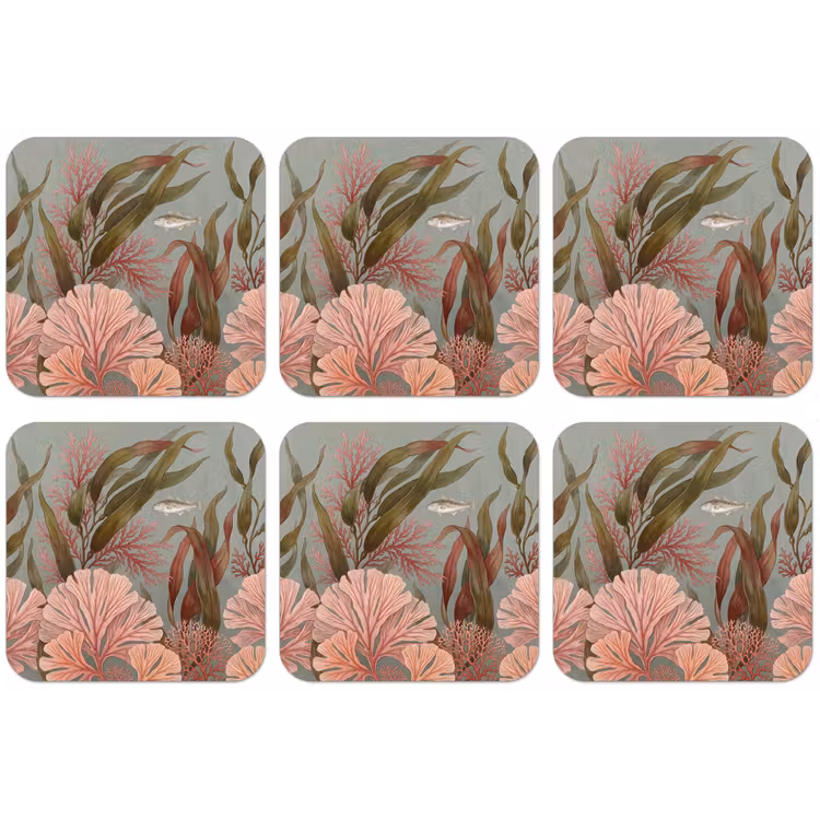 Onderwater - Planten - Vis - Vintage - Groen onderzetter kurk middel -zkaufland3dotto
