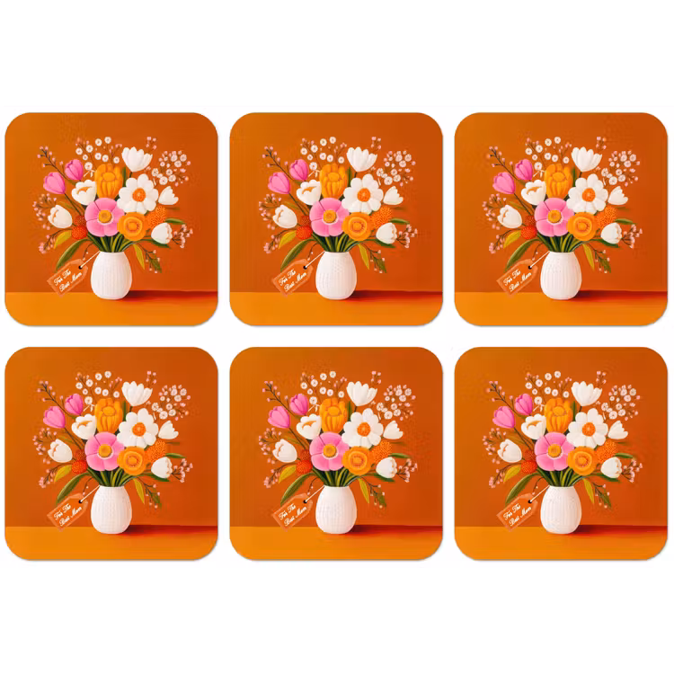 Vaas - Bloemen - Oranje onderzetter kurk middel -zkaufland3dotto