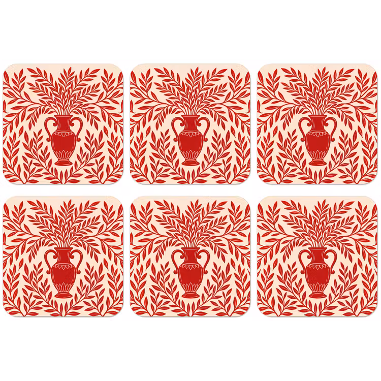 Vaas - Planten - Decoratie - Abstract - Rood onderzetter kurk middel -zkaufland3dotto