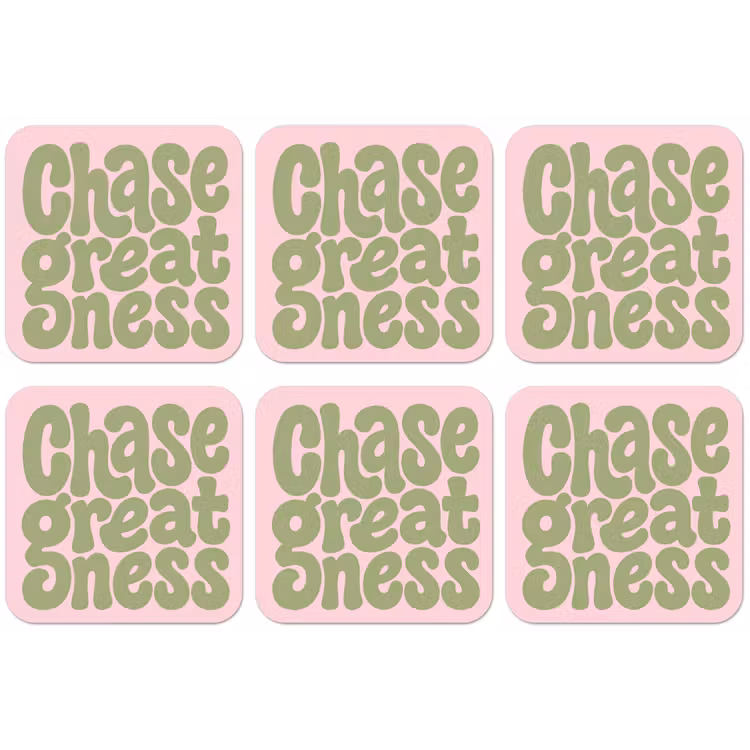 Chase greatness - Groen - Roze - Retro onderzetter kurk middel -zkaufland3dotto
